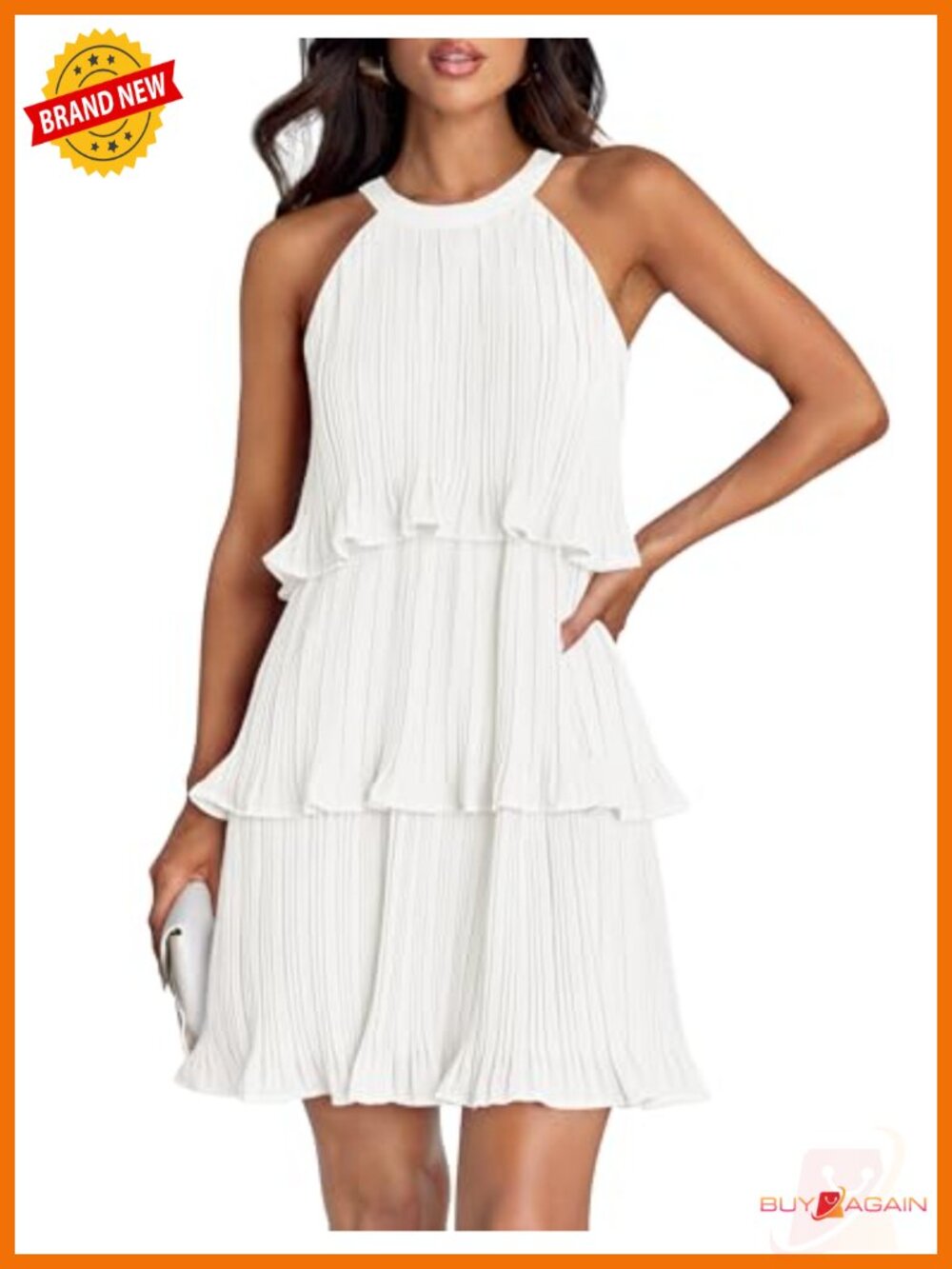 Sleeveless Halter Ruffle Tiered Mini Dress Backless Cocktail Party